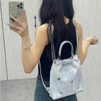 Denim blue chain backpack multi-functional portable shoulder bag