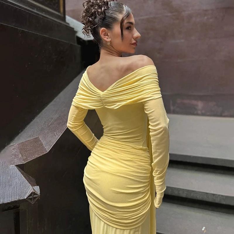 Women's Off-shoulder Slim-fit Lace Up Maxi Dress