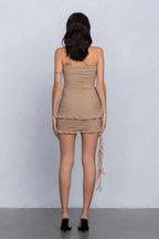 Mesh Ruched Tube Top & Mini Skirt Set Clubwear