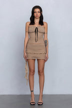 Mesh Ruched Tube Top & Mini Skirt Set Clubwear