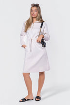 Mina Half Zip Dress 42" (Ivory Heather)