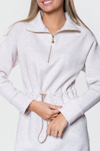Mina Half Zip Dress 42" (Ivory Heather)