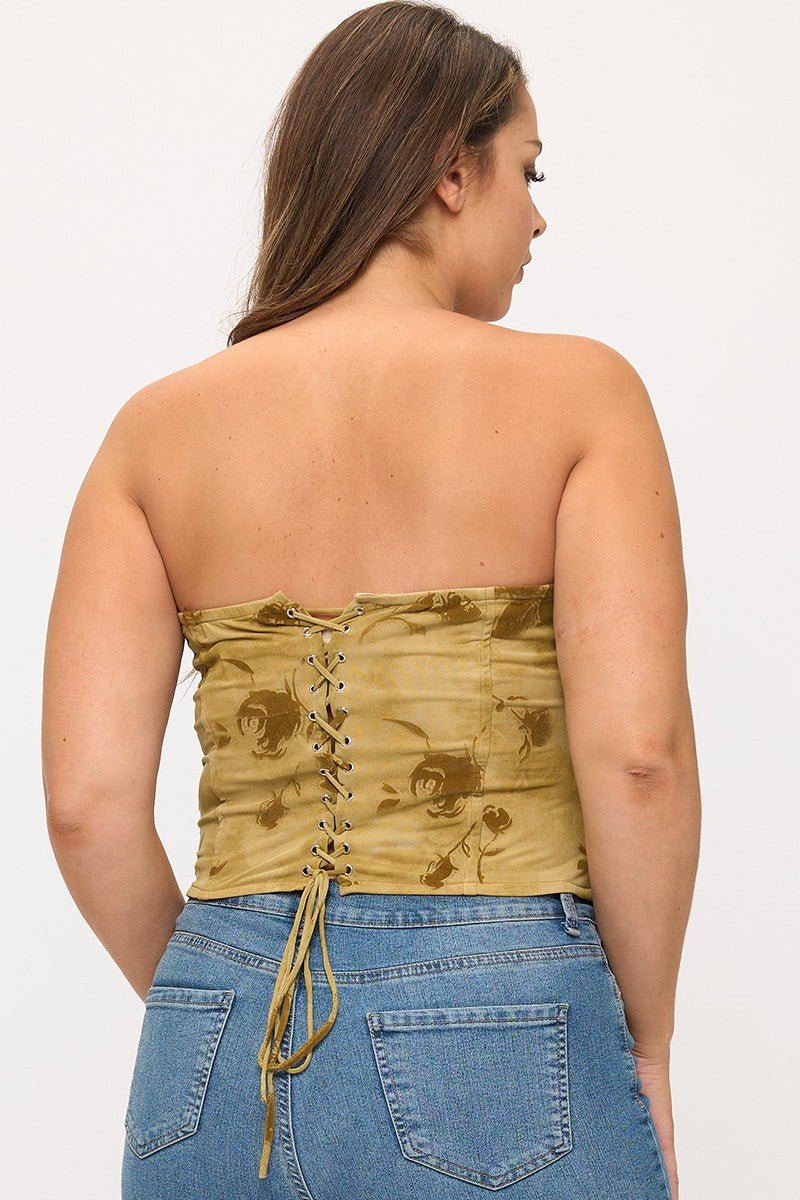Rosalia Plus Size Lace Up Corset Tube Top