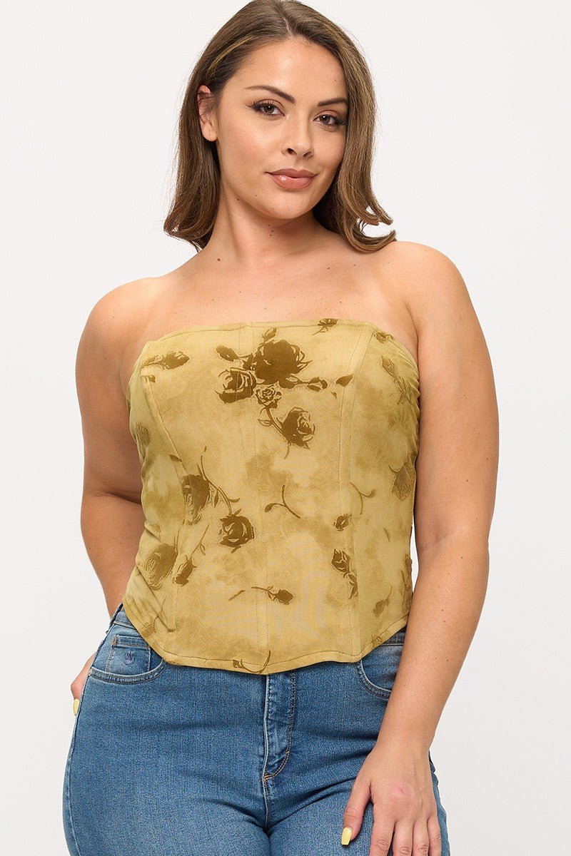 Rosalia Plus Size Lace Up Corset Tube Top