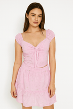 Sweet Tulip Two Piece Cotton Crop Top Skirt Set
